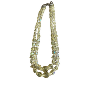 Vintage Yellow Crystal Necklace Multi-Strand 14–15”